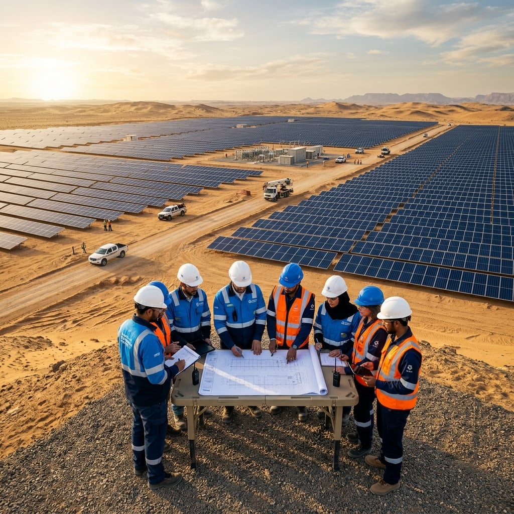 ENERG engineers at a solar project site in Saudi Arabia
